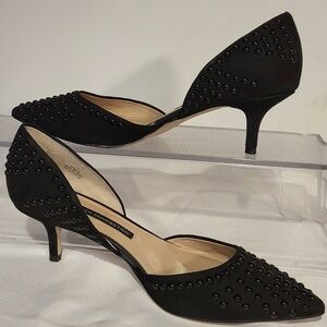 🧧Price Drop......French Connection Efina black beaded kitten heels